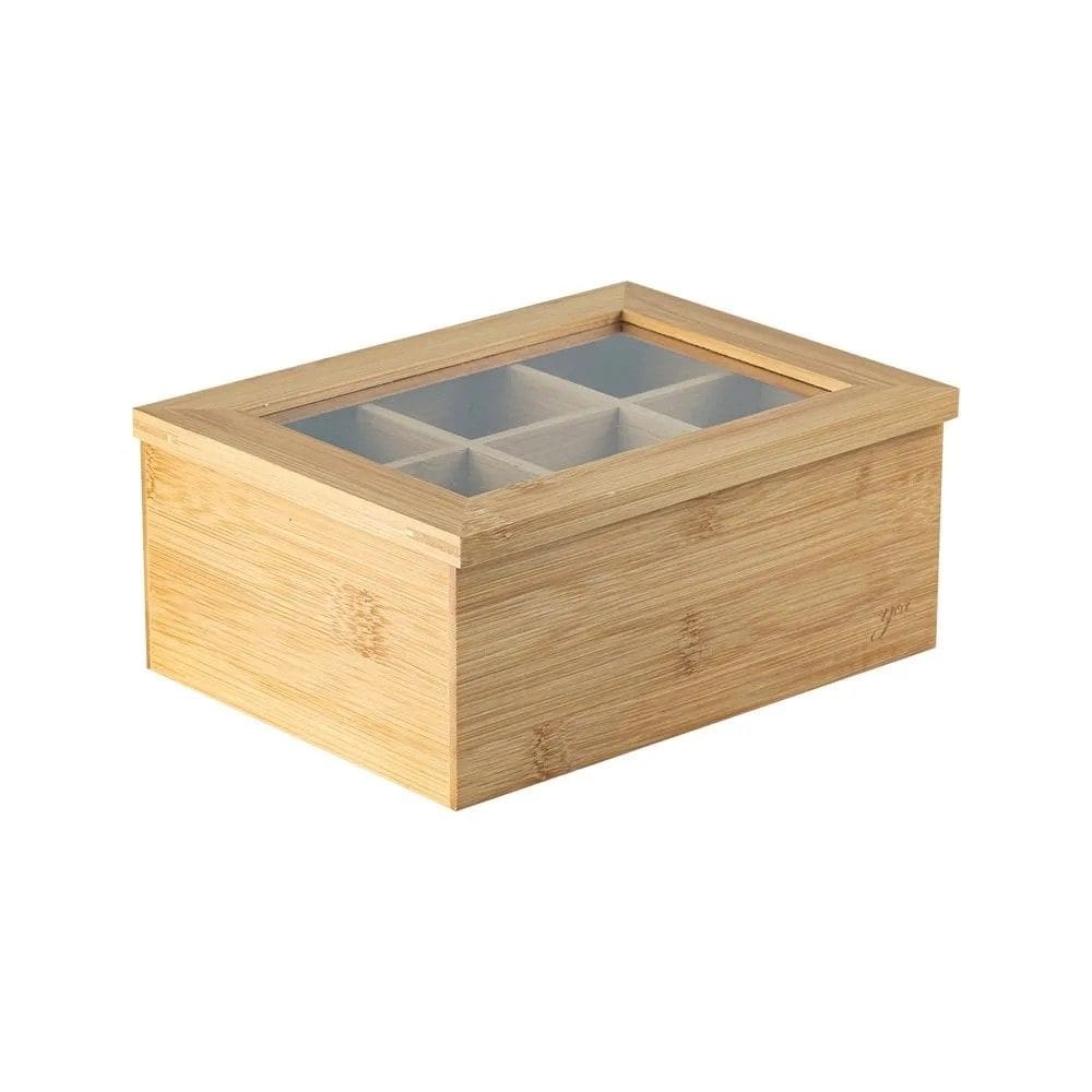 Organizador de Chá Sense Bambu 6 Divisórias 21,5 x 16 x 9 cm Ou