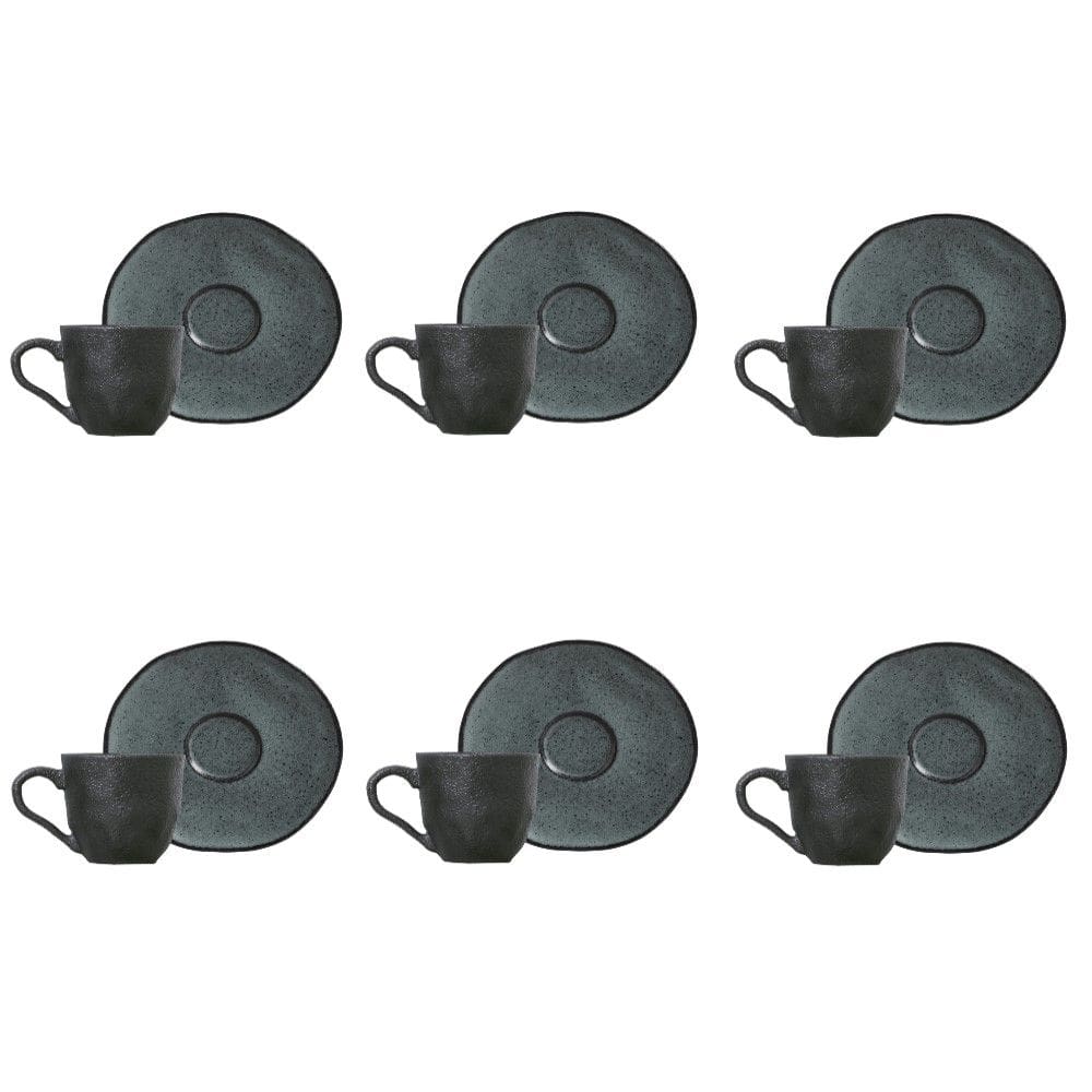 Conjunto de Xícara de Cafezinho com Pires 06 Peças Orgânico Petroleum Porto Brasil