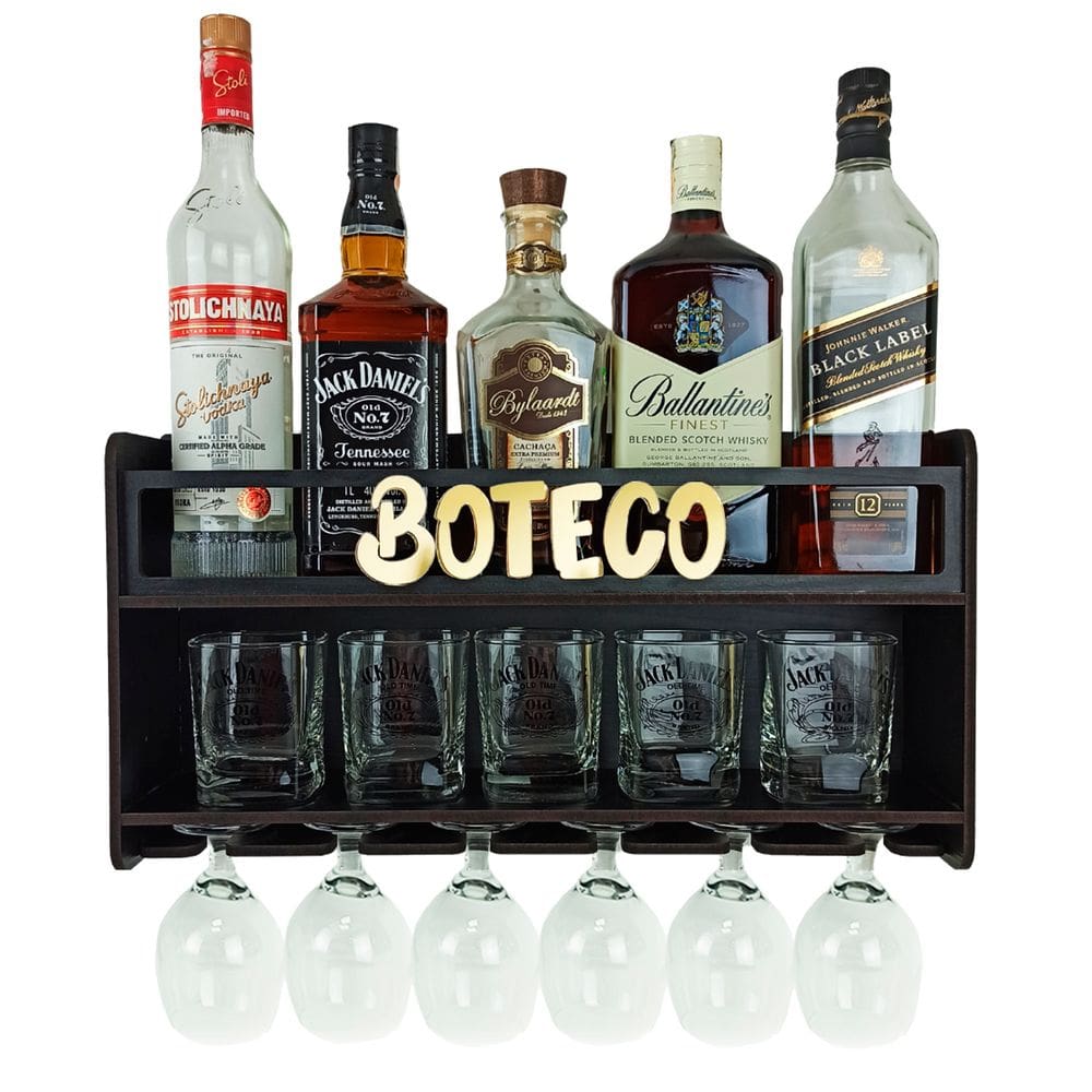 Barzinho de Parede Aparador Para Bebidas Para Sala Tema Boteco - 49x26 Cor Preto