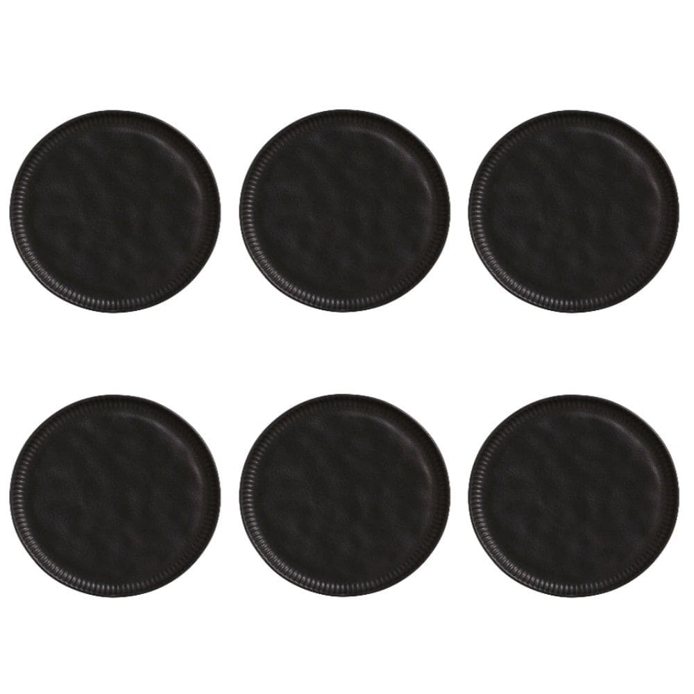 Conjunto de Pratos Rasos 06 Peças Linhas Preto Matte Porto Brasil