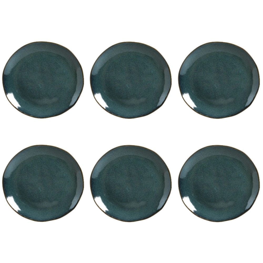 Conjunto de Pratos Rasos 06 Peças Orgânico Oceano Porto Brasil