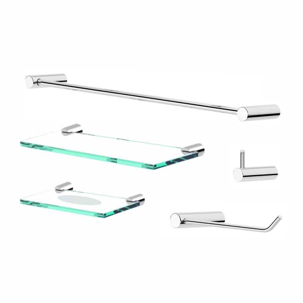 Kit De Acessórios Para Banheiro Orion 5 Peças Prata Polido 2110OR