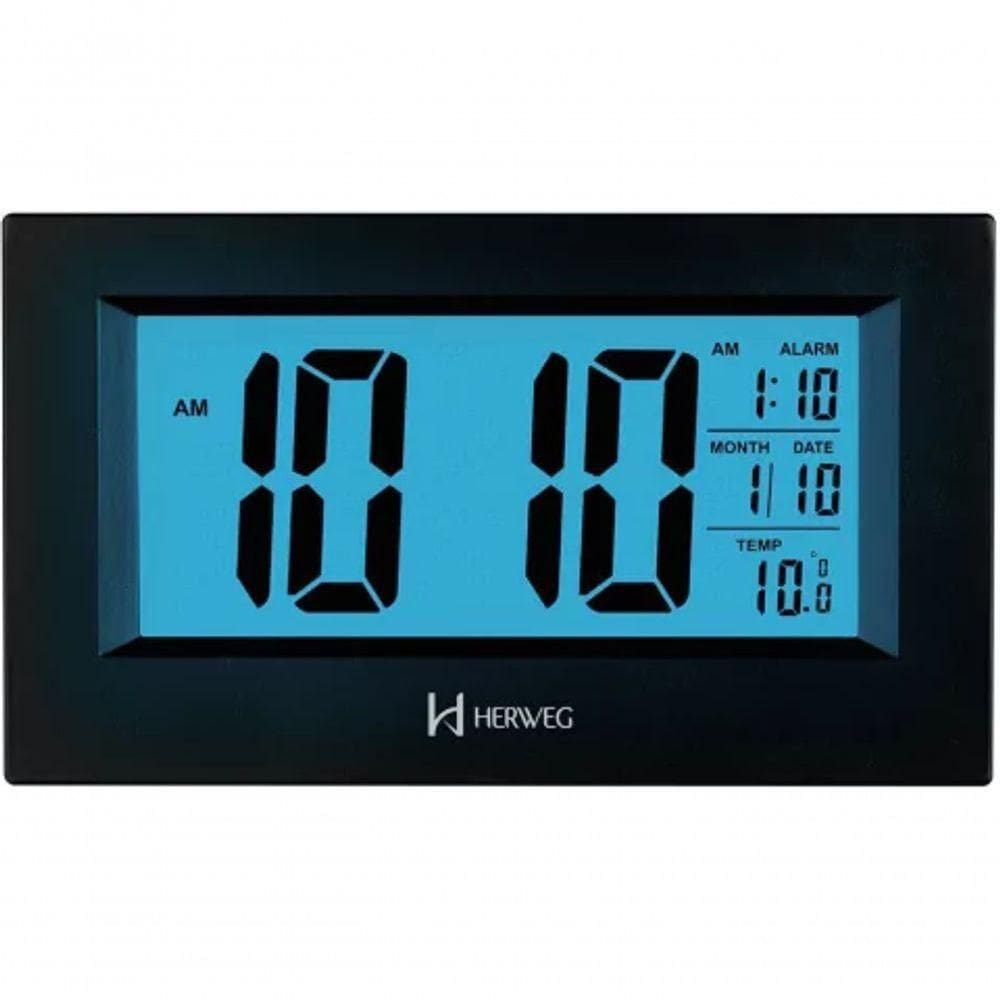 Despertador Digital Preto Herweg 2972 único