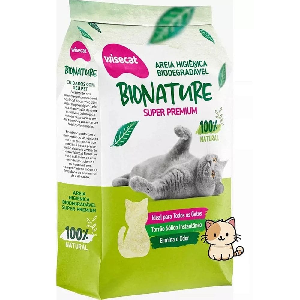 Areia De Mandioca Para Gatos Biodegradável Wisecat 10Kg