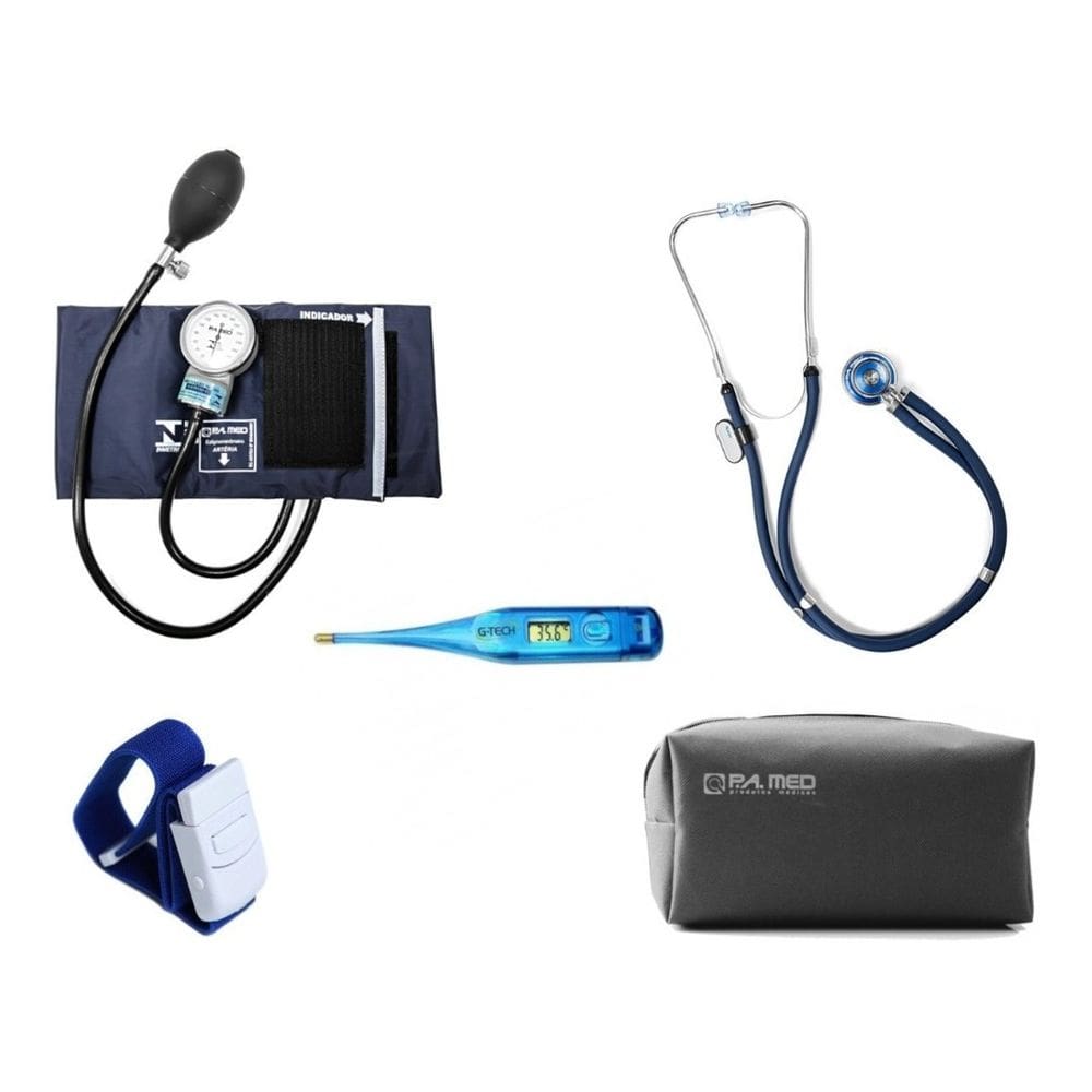 Kit Medidor De Pressao Esteto Termometro Garrote Bolsa
