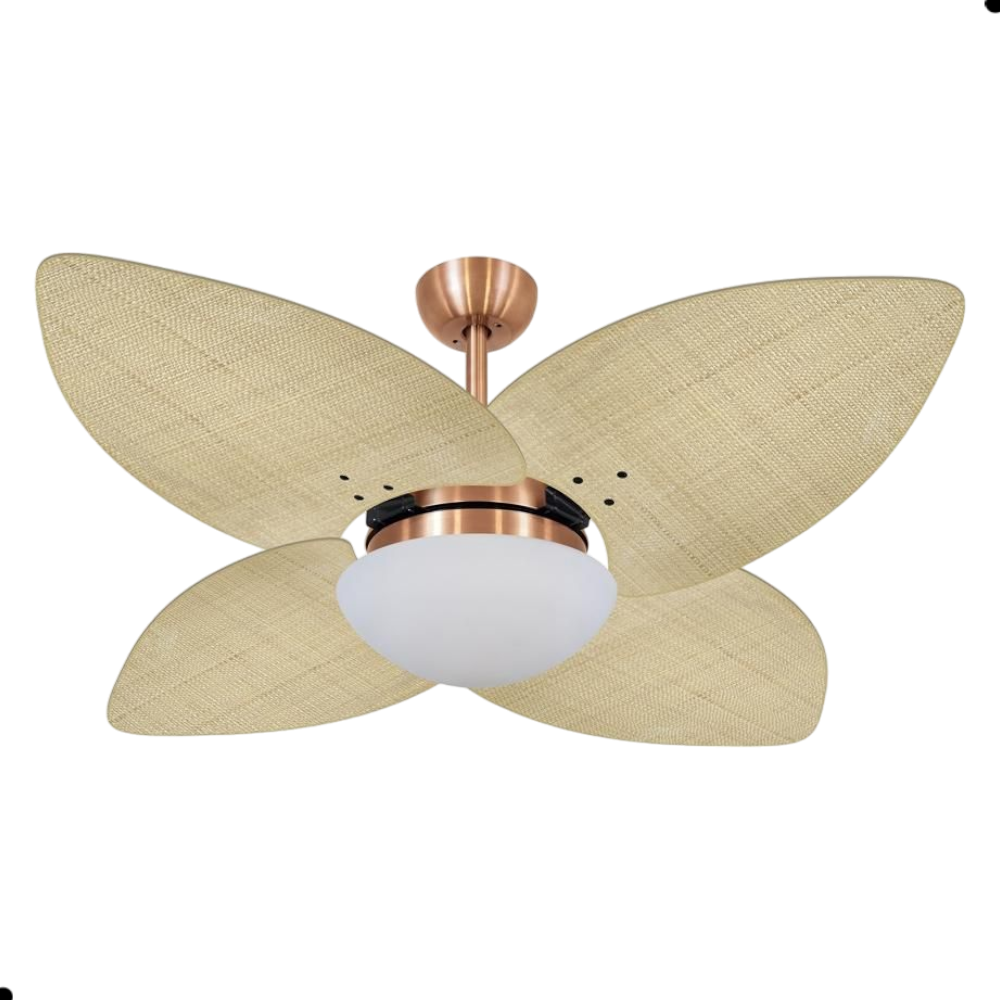 Ventilador de Teto Dormamu Cobre 4 Pés Palmae Natural 127V com Controle