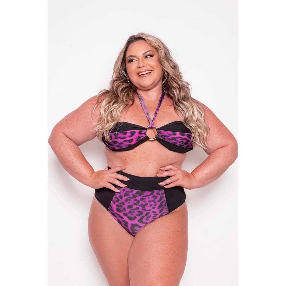 Biquíni Plus Size Estampa De Oncinha Com Argola Busto