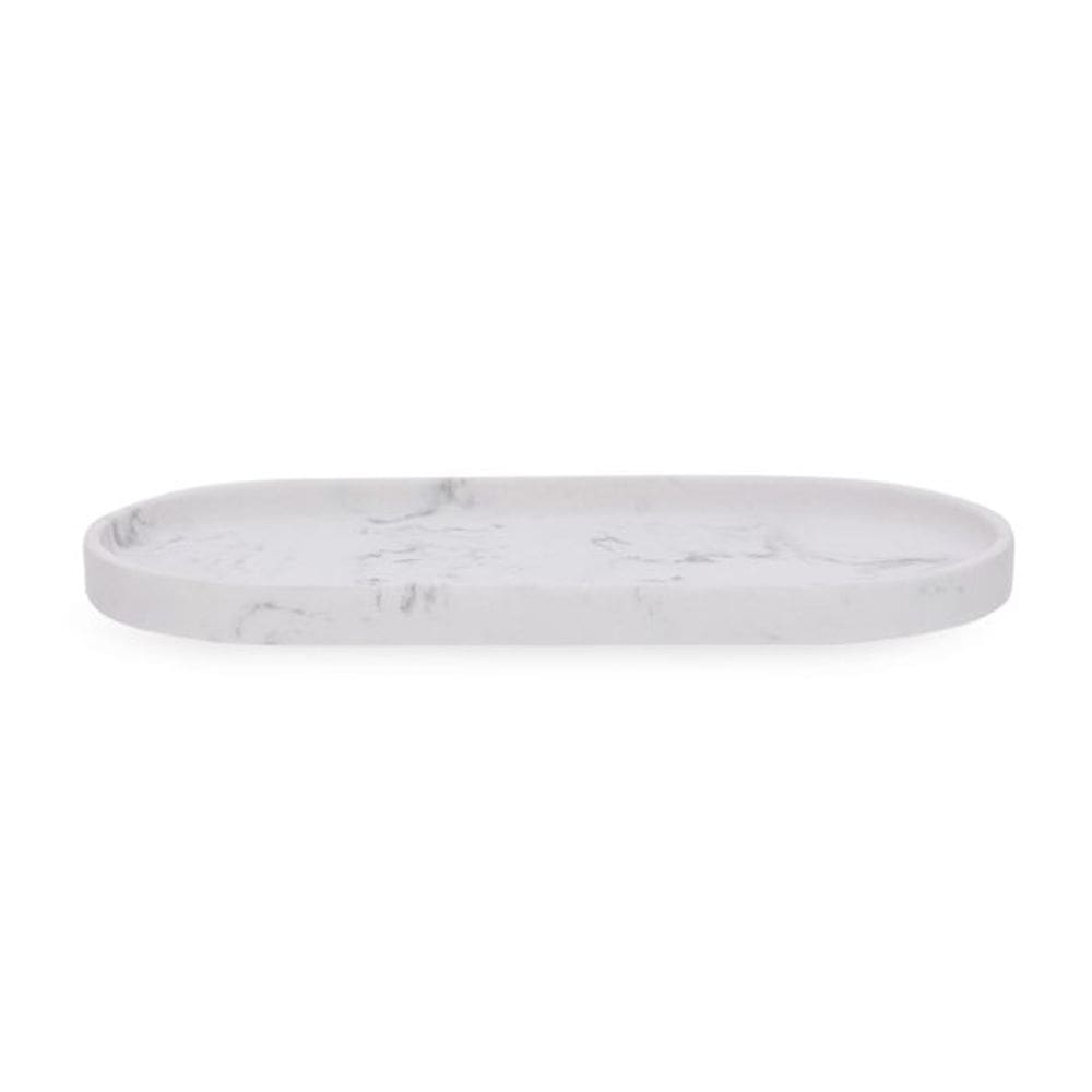 Bandeja em Poliresina Branco Marmorizado 30cm 19209 Mart