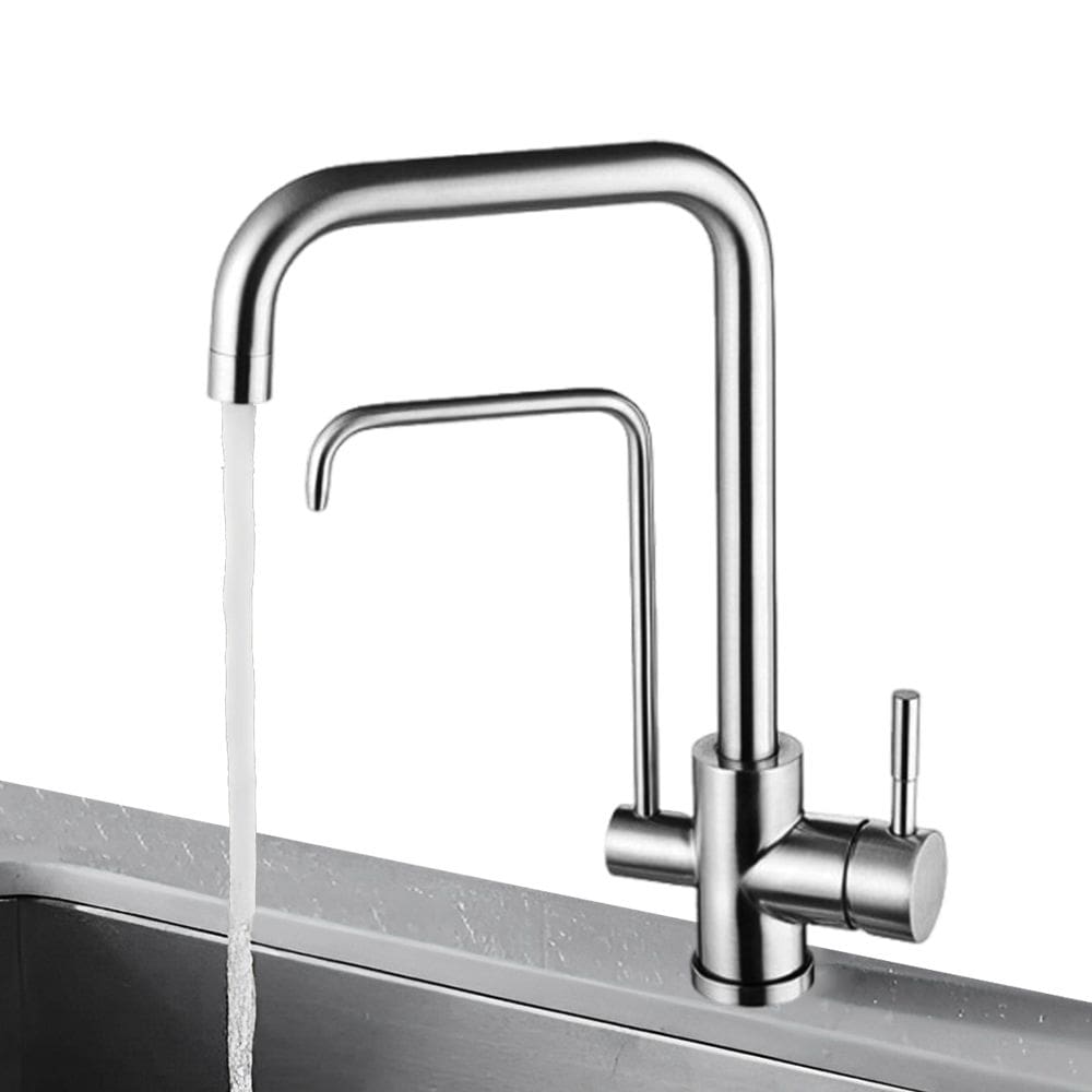 Torneira Monocomando Com Suporte para Filtro de Cozinha Bancada Inox Giratória