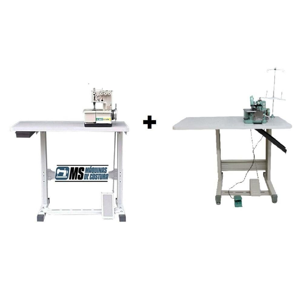 Galoneira 3 Agulha+Overlock Semi Industriais + Bancadas
