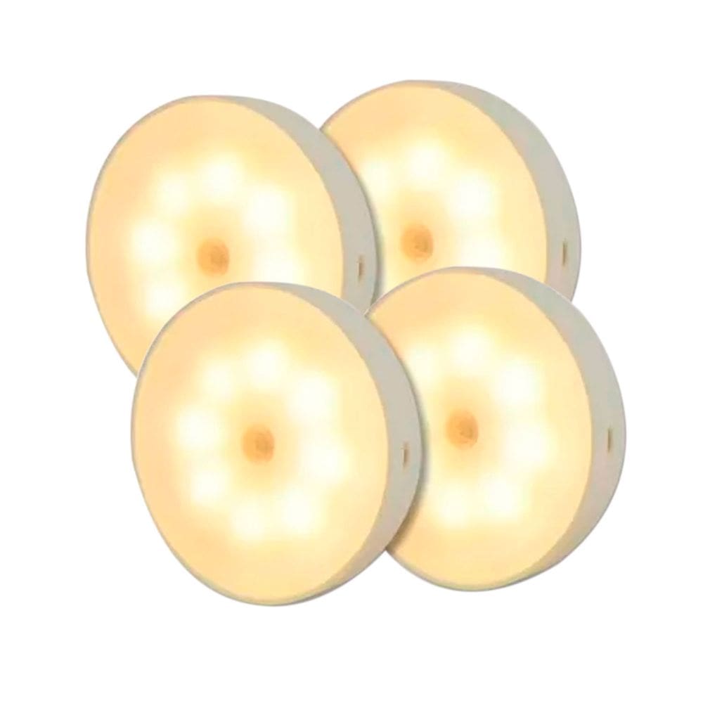 Kit 4 Lâmpada Luminária Sem Fio Recarregável USB Com Sensor de Movimento e Luminosidade