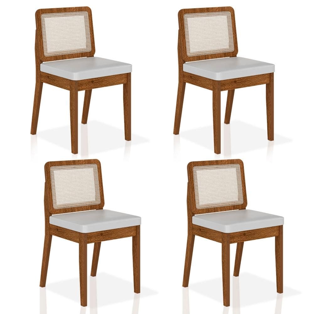 Kit 4 Cadeiras Sextavada Sydney Freijó/corino Branco - M. Arapongas