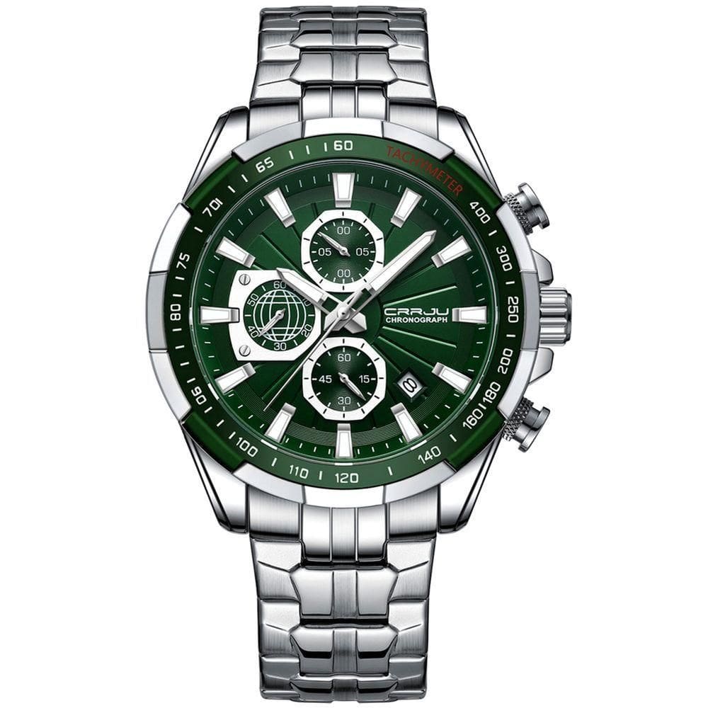Relógio De Pulso Masculino Esportivo Resistente à água Pulseira De Aço Inoxidável Verde