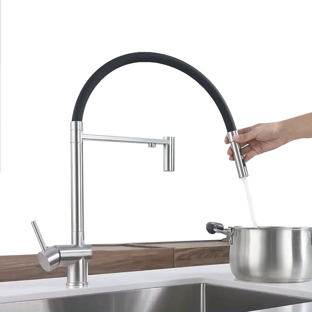 Torneira para Cozinha Monocomando Flexível com Filtro e Ducha Jato Spray