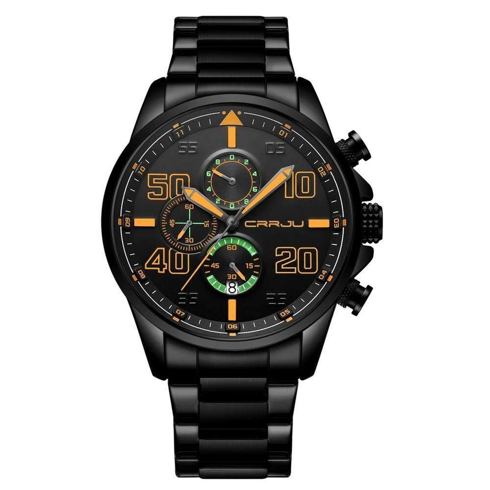 Relógio De Pulso Masculino Quartzo Design Dial Grande Esportivo Impermeavel 3atm Laranja