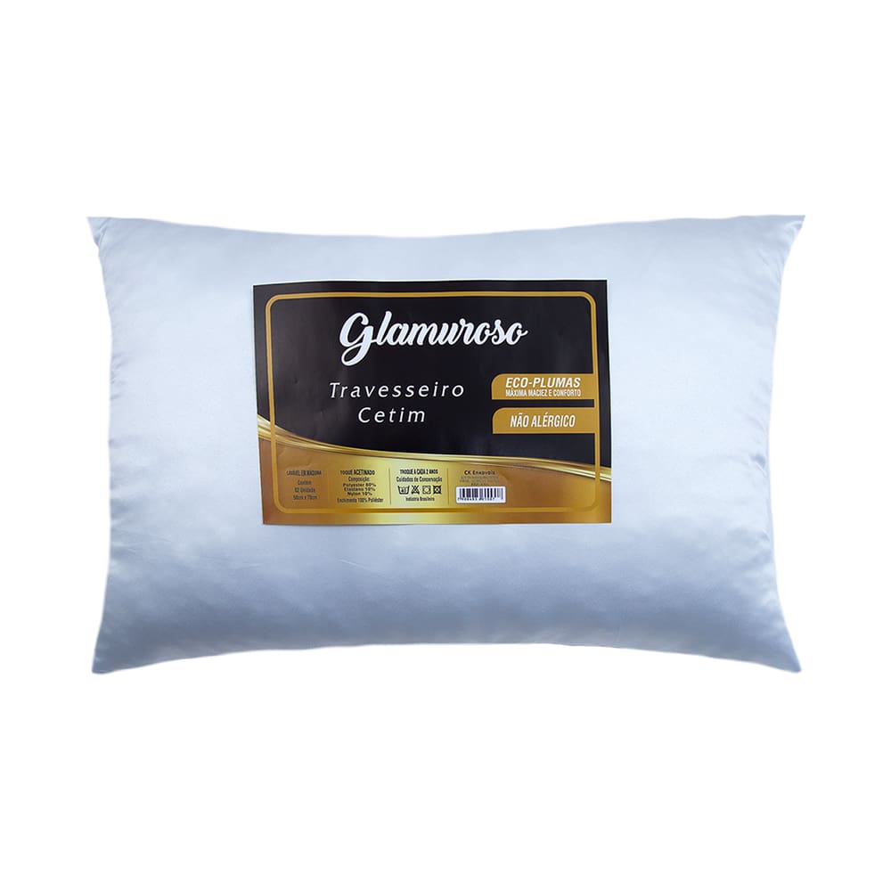 Travesseiro Cetim Antifrizz 50x70 Pluma Ganso Macio Luxo