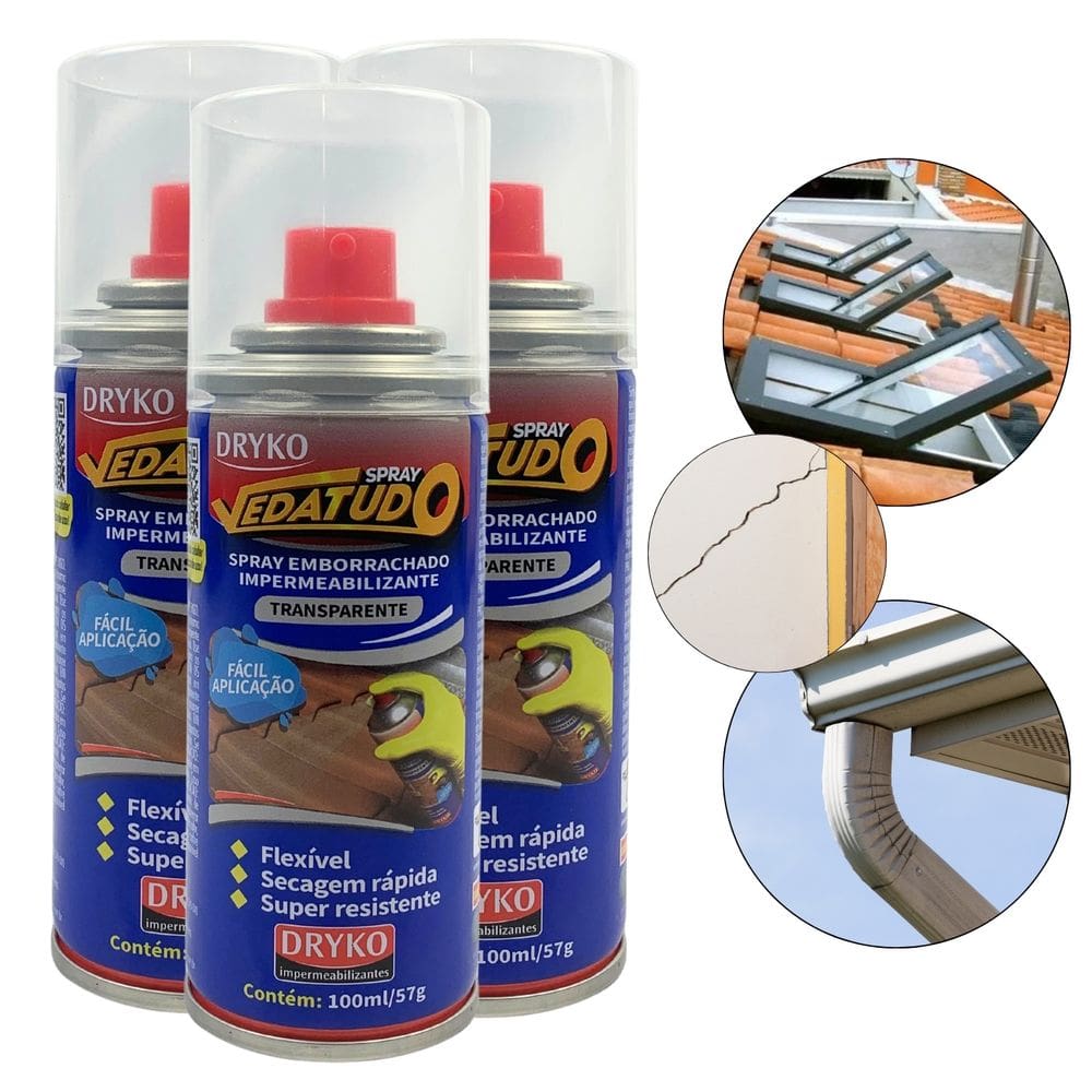 Kit 3 Impermeabilizante Spray Manta Líquida Vedatudo 100ml