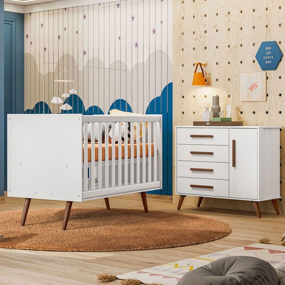 Quarto Infantil Completo Bear 1 Porta 4 Gavetas Branco - Pnr Móveis