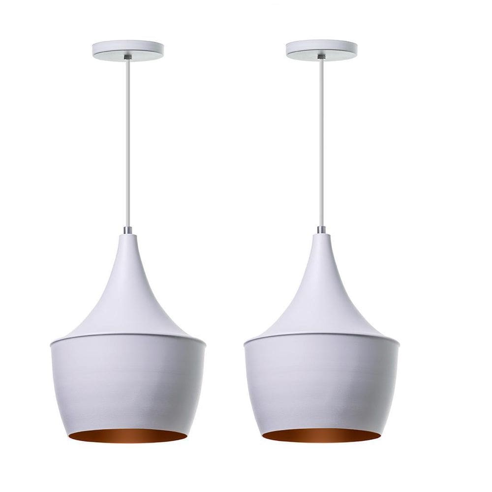 Kit 2 Lustre Pendente Interno Balão Branco Com Cobre
