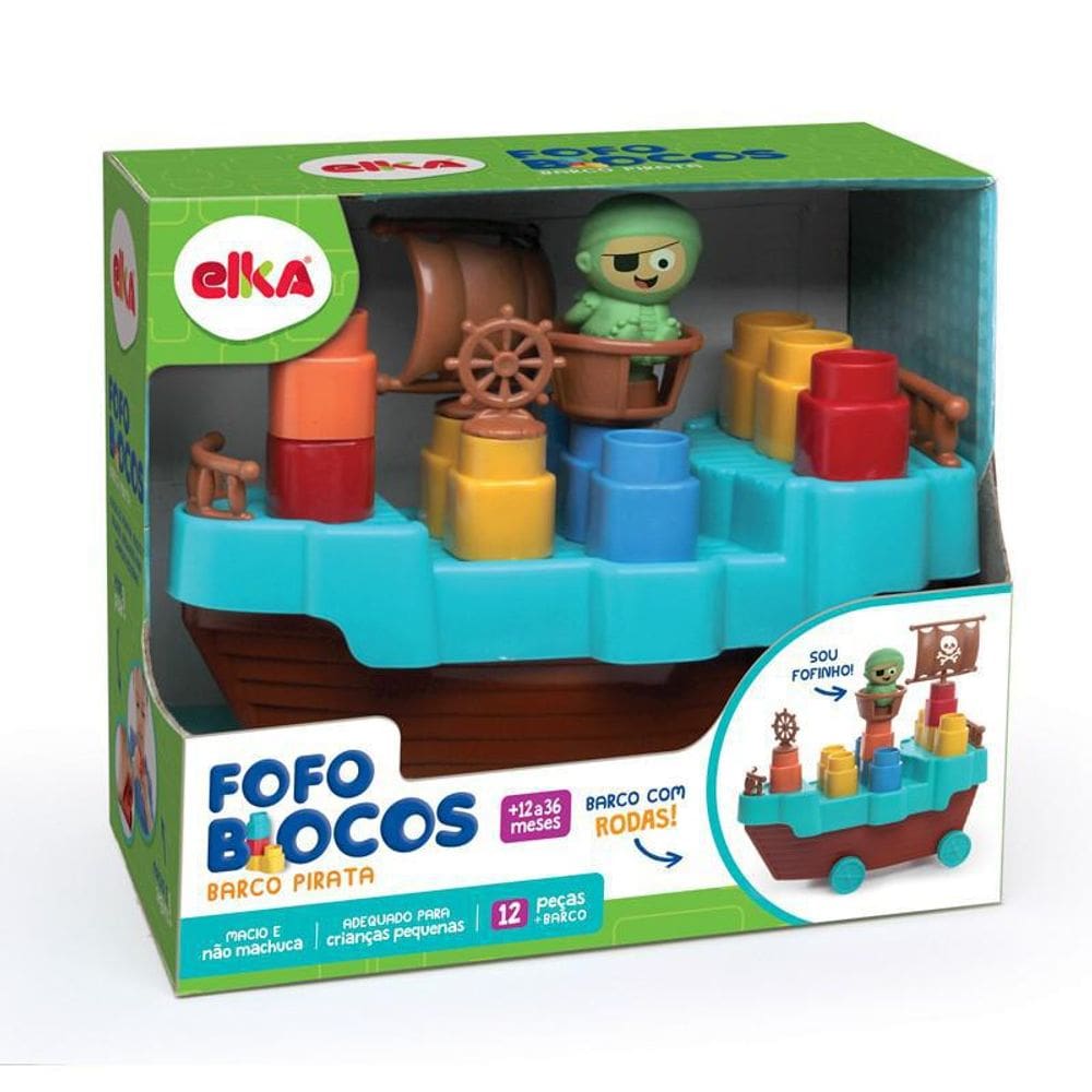 Novo Blocos De Encaixe Fofo Blocos Barco Pirata Elka 1045