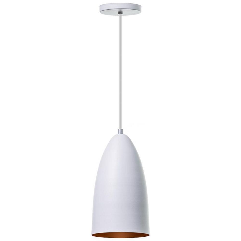 Lustre Pendente Bala Alumínio M Branco 22Cm