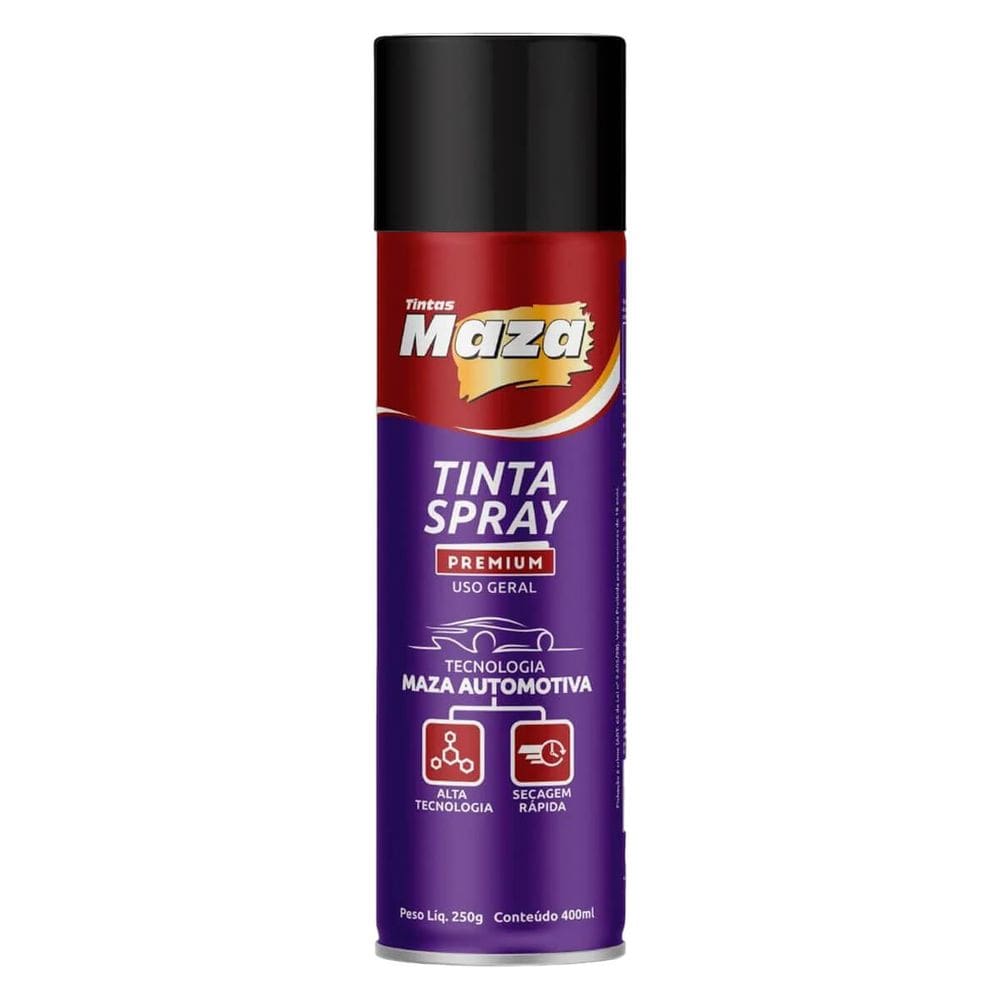 Tinta Spray Premium Preto Fosco 400ml Maza