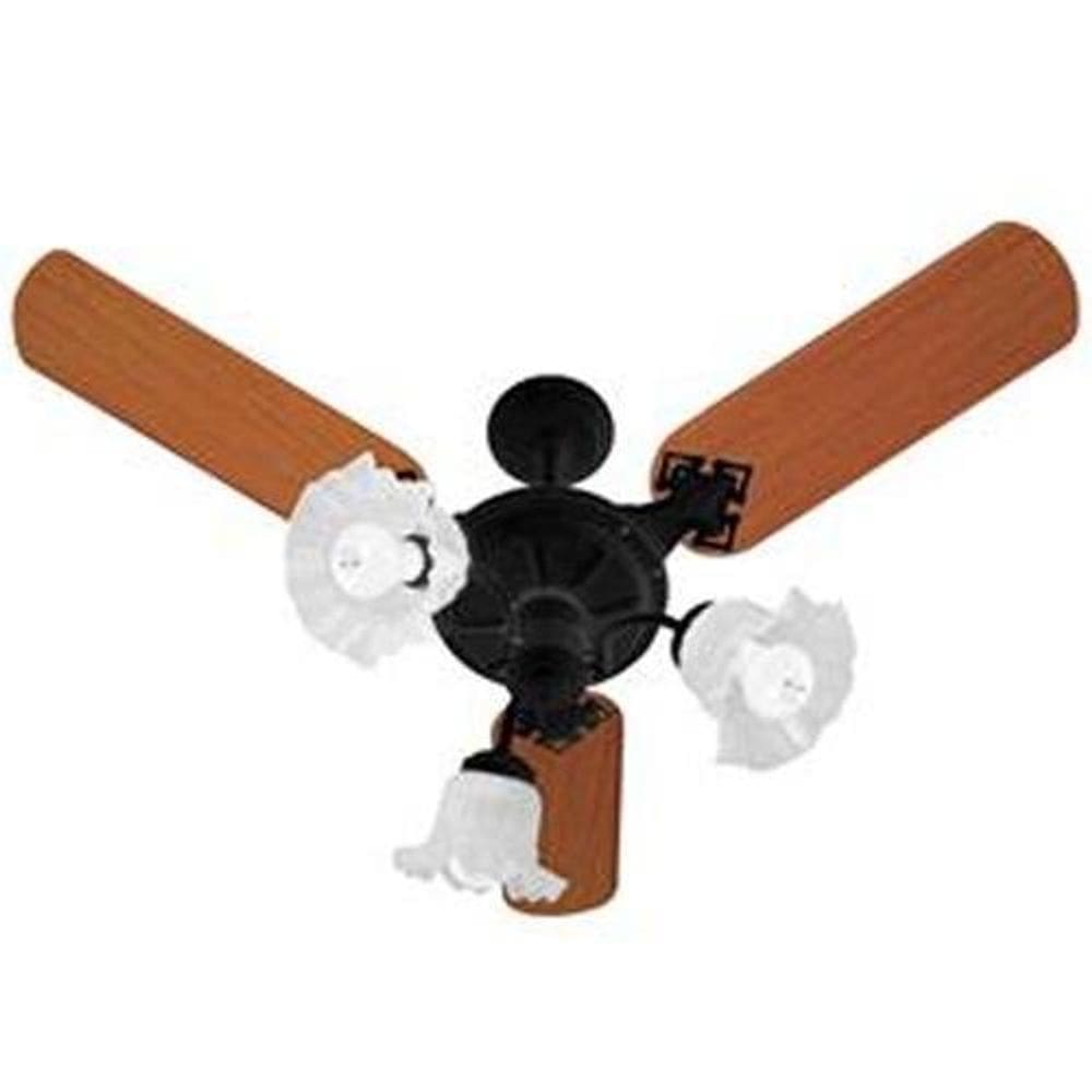Ventilador De Teto New Zeta 3 Pás Mdf Mogno 3 Tulipas 110V