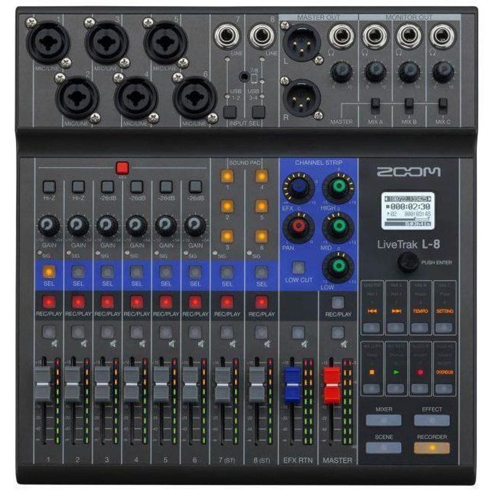 Zoom Livetrak L-8 Mixer Digital Interface Usb 8 Canais