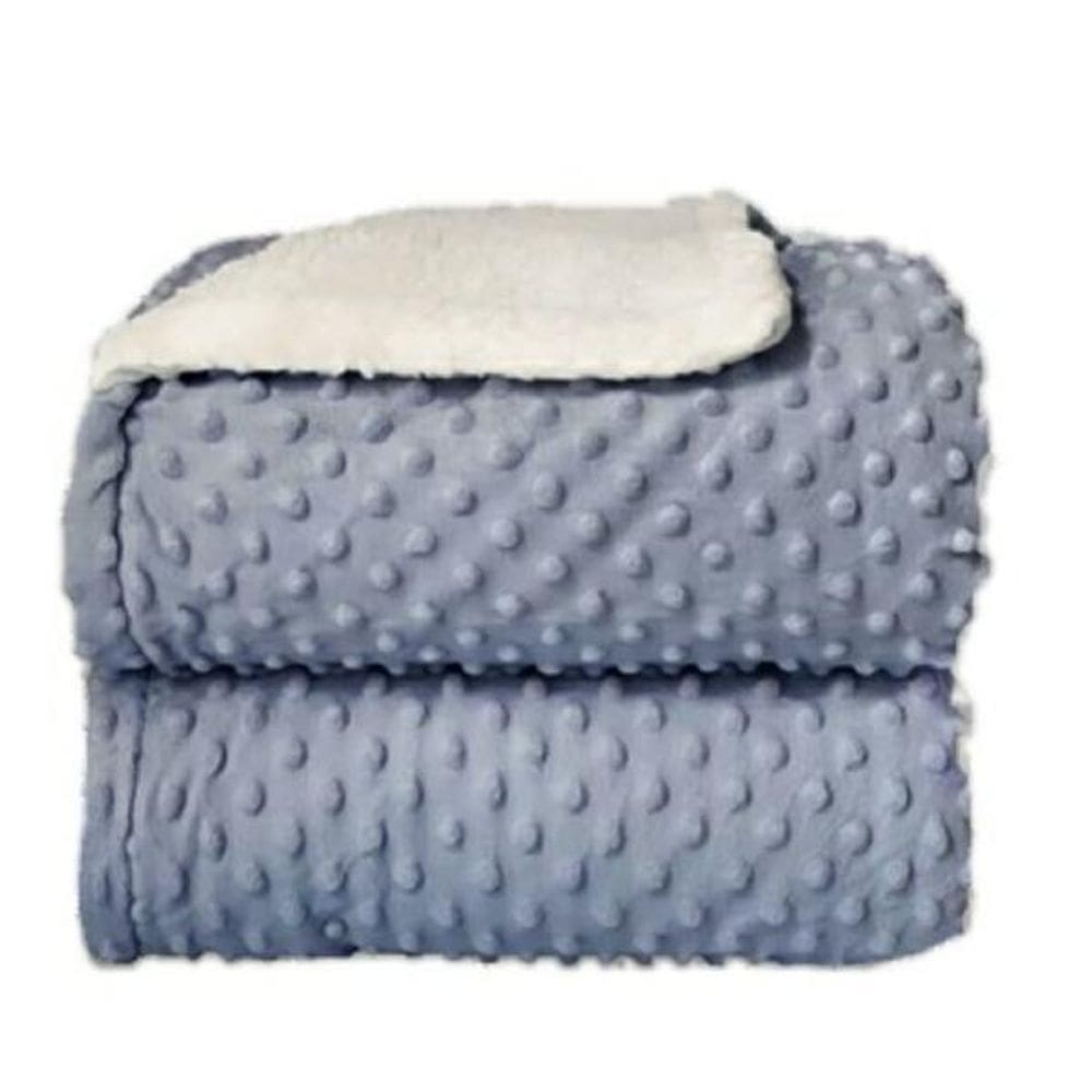 Cobertor Bebê Com Sherpa Dots Azul