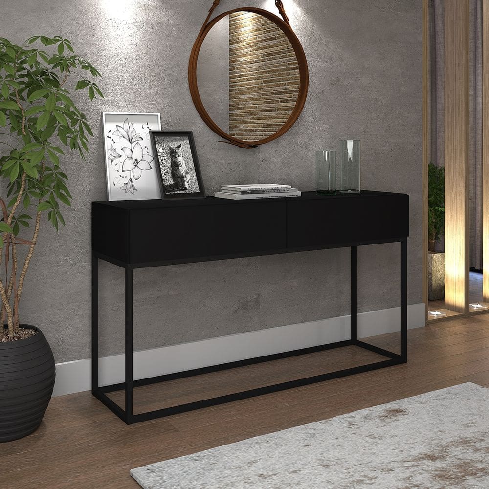 Aparador Buffet 02 Gavetas Industrial Linha Alta Moderno Preto