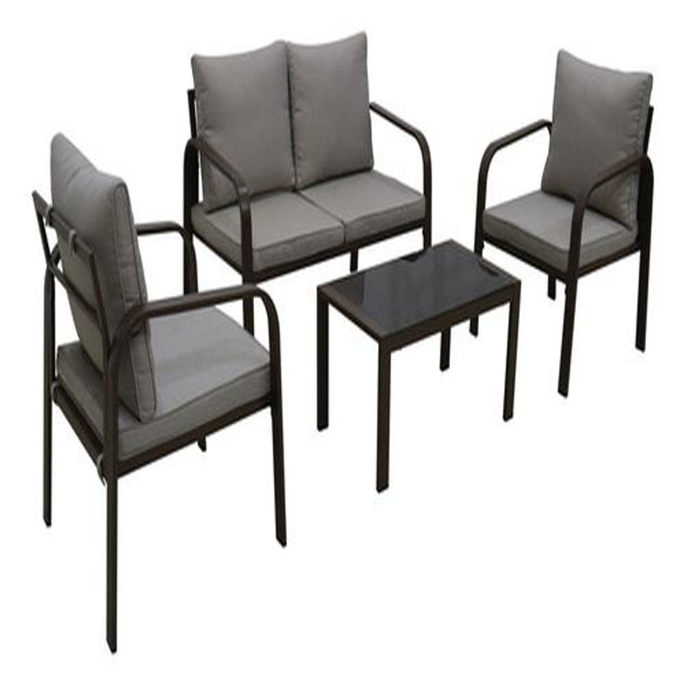 Conjunto Jardim Varanda Em Aço Mesa 2 Cadeiras E 1 Poltrona