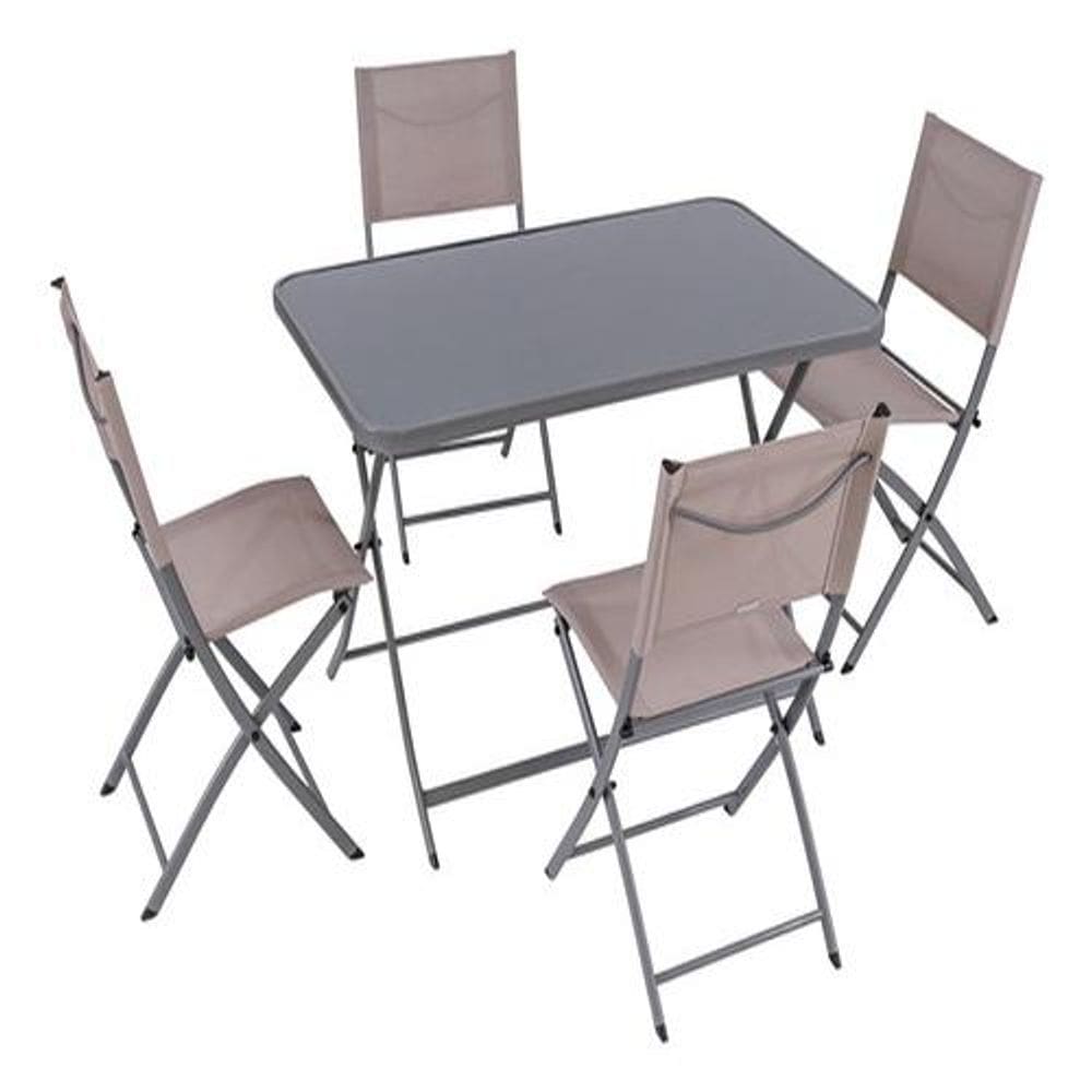 Conjunto De Jardim 5 Peças Cinza - Mesa E 4 Cadeiras
