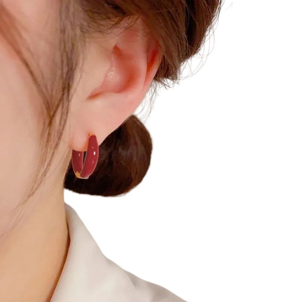 Brincos Femininos Argola Vermelha Festas Luxo Mulheres