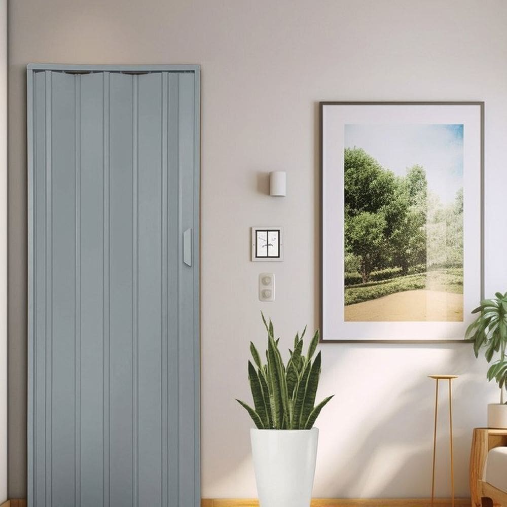 Kit com 3 Portas Sanfonada de Pvc 210x84cm Bariri Cinza Granizo