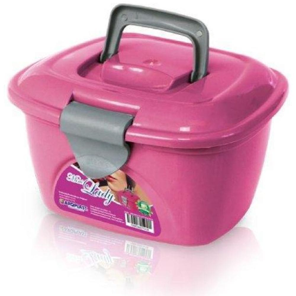 Mini Maleta Lady Box Rosa Com Tampa E Trava 25366 Arqplast