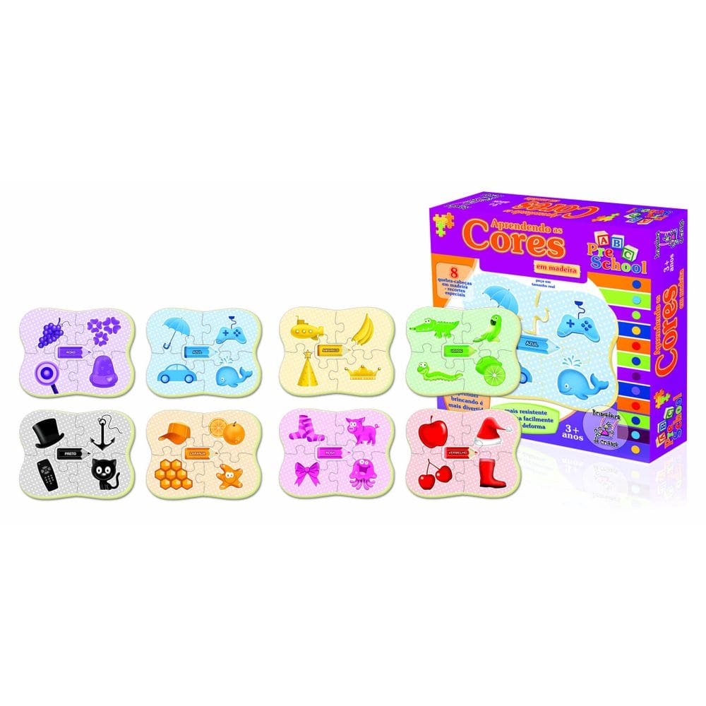 Brinquedo Pedagogico de Madeira Aprendendo as Cores 48 Peças