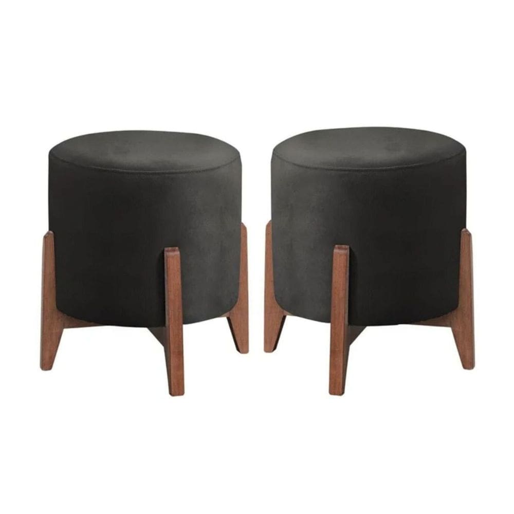 Kit 2 puff Decorativo para Sala Redondo Luxo Atenas Corino