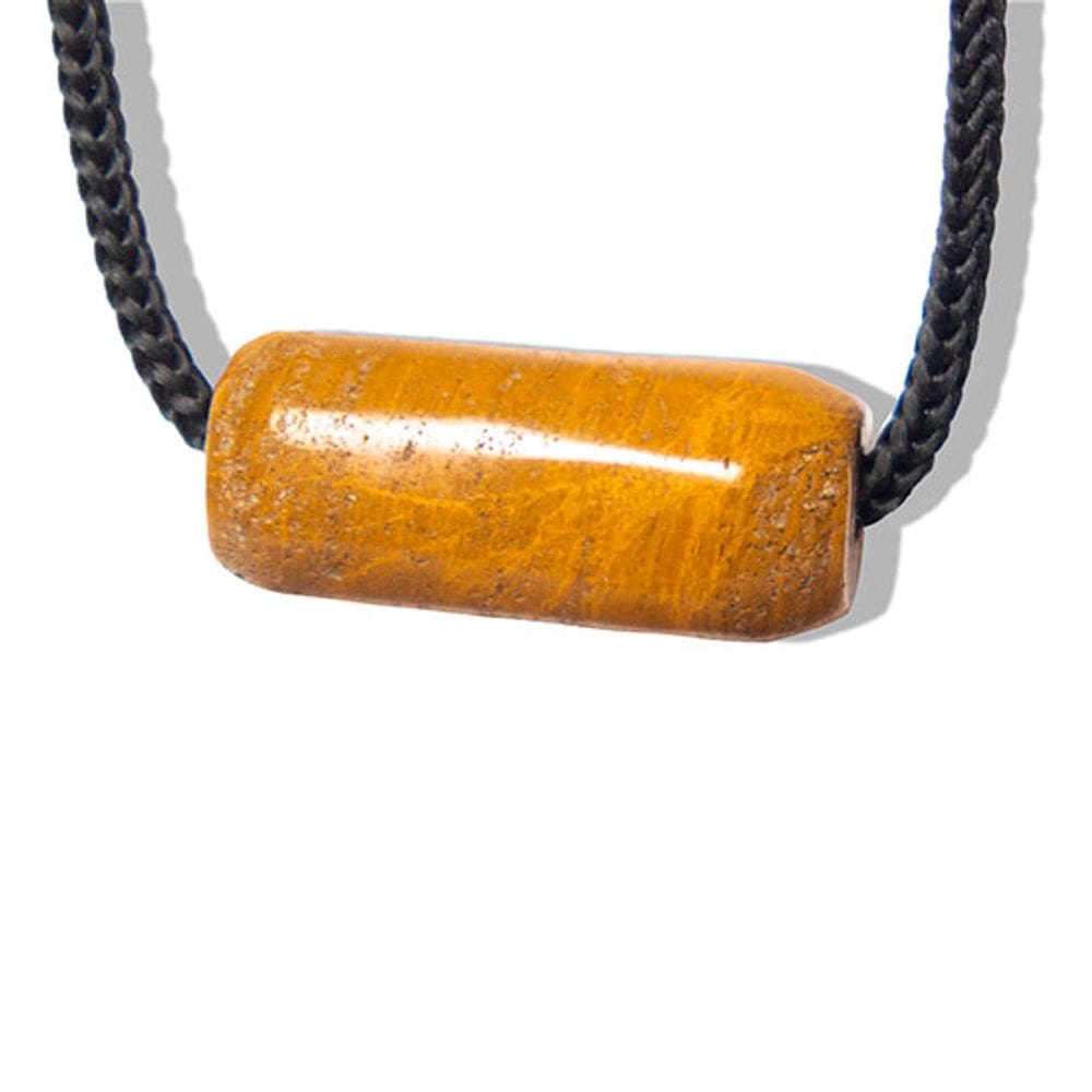 Barril Furado Longitudinal Pedra Jaspe Amarelo 30mm