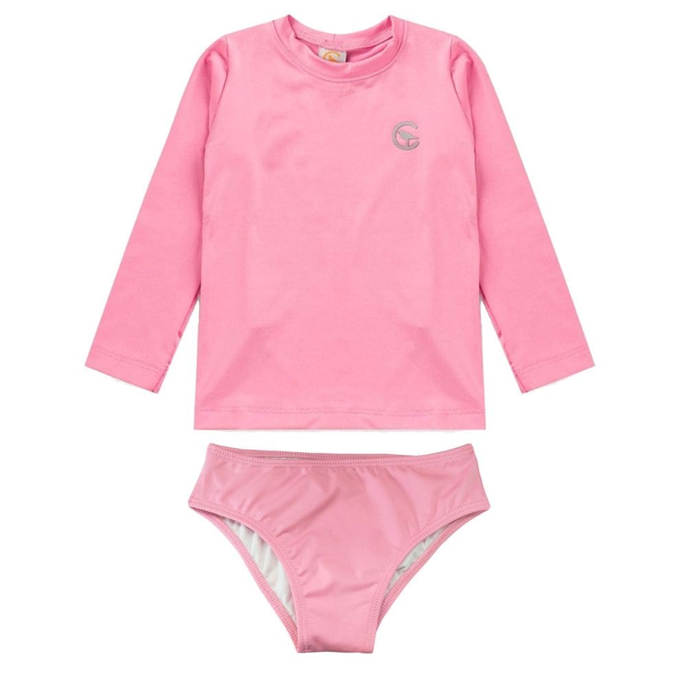 Conjunto Praia Infantil Proteção UV 50+ Básico Rosa Chiclete Costão