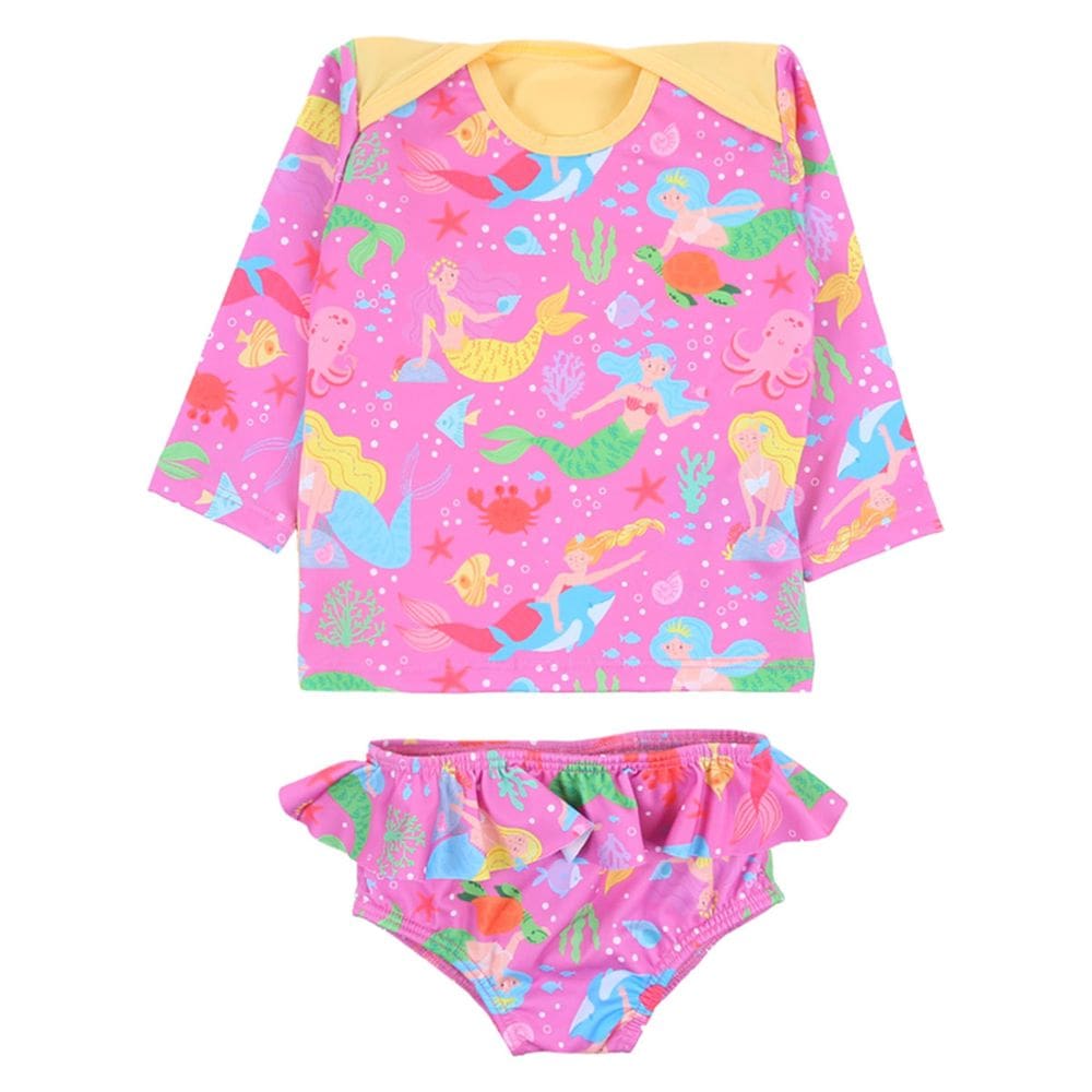 Conjunto Praia Bebê Proteção UV Sereias Rosa Everly