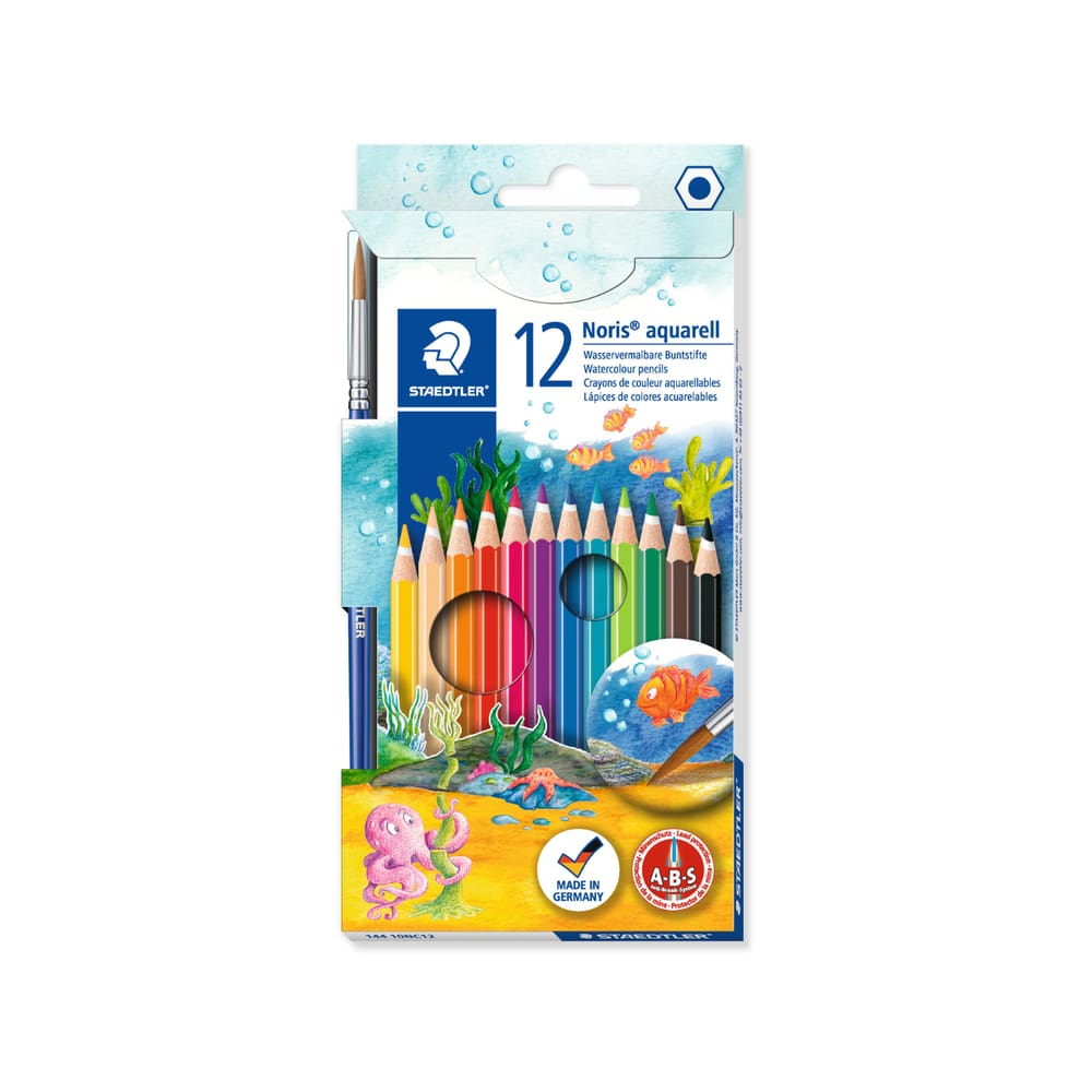 Lápis de Cor Aquarelável 12 Cores + 1 Pincel Staedtler Noris