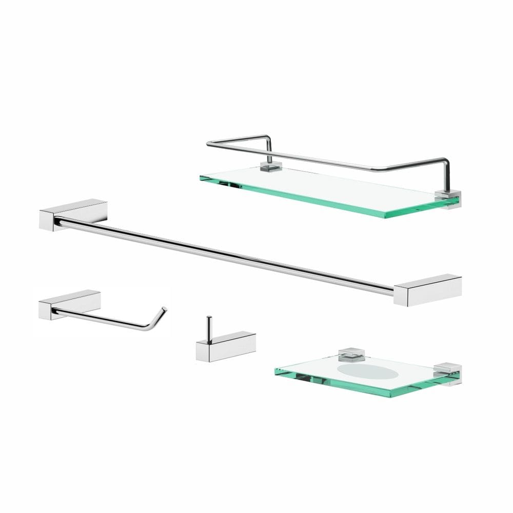 Conjunto Kit De Acessórios Para Banheiro Troia Prata 5 Peças 2100TR