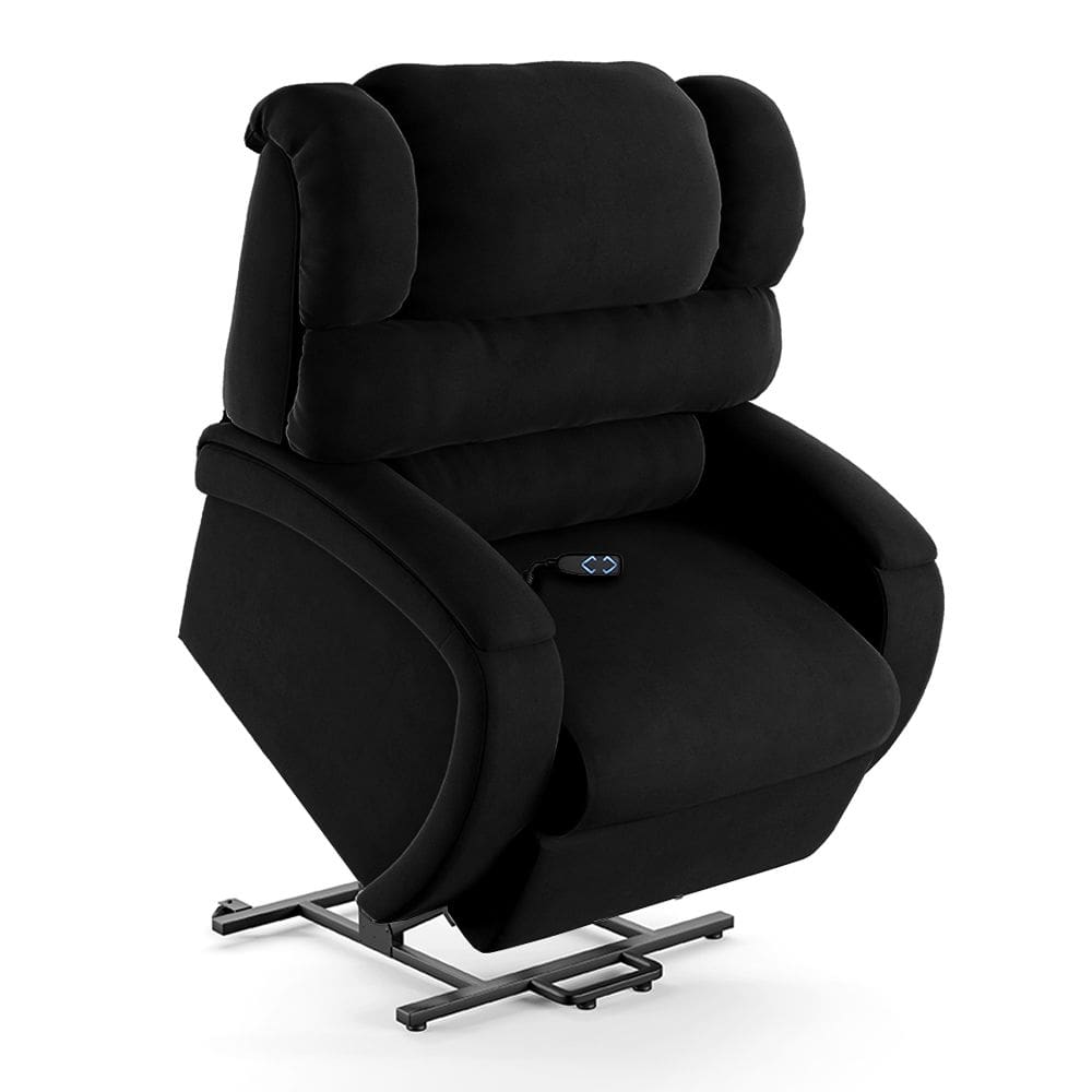 Poltrona do Papai Reclinável Napoli Elevação Lift Elétrico Veludo Preto FH1 - D`Rossi