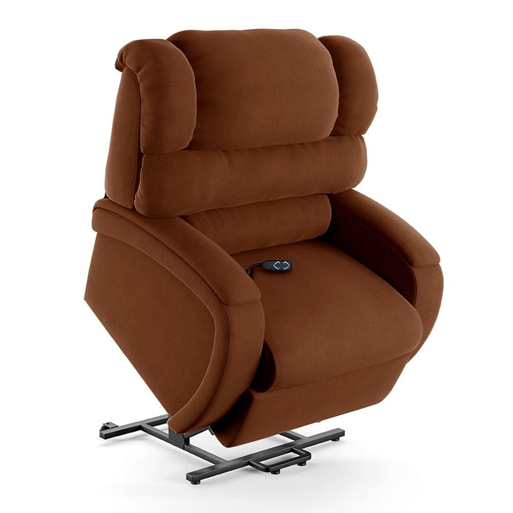 Poltrona do Papai Reclinável Napoli Elevação Lift Elétrico Veludo Terracota FH1 - D`Rossi