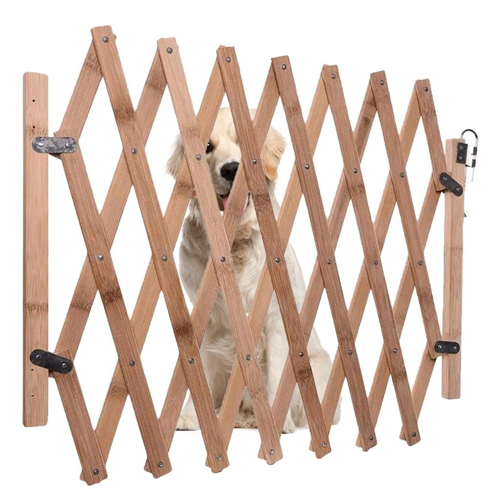 Portao Retratil Grade Bambu Bebe Criança Gato Cachorro Pet Cao Animal de Estimaçao Cercado Ajustavel Treliça Sanfonada Resistente Cercado Cercadinho