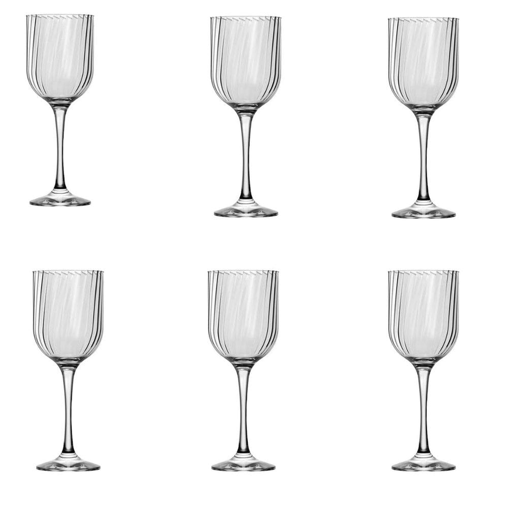 Jogo 6 Taças Fiore 400ml Vidro Cristalino Festas Casamentos Nadir