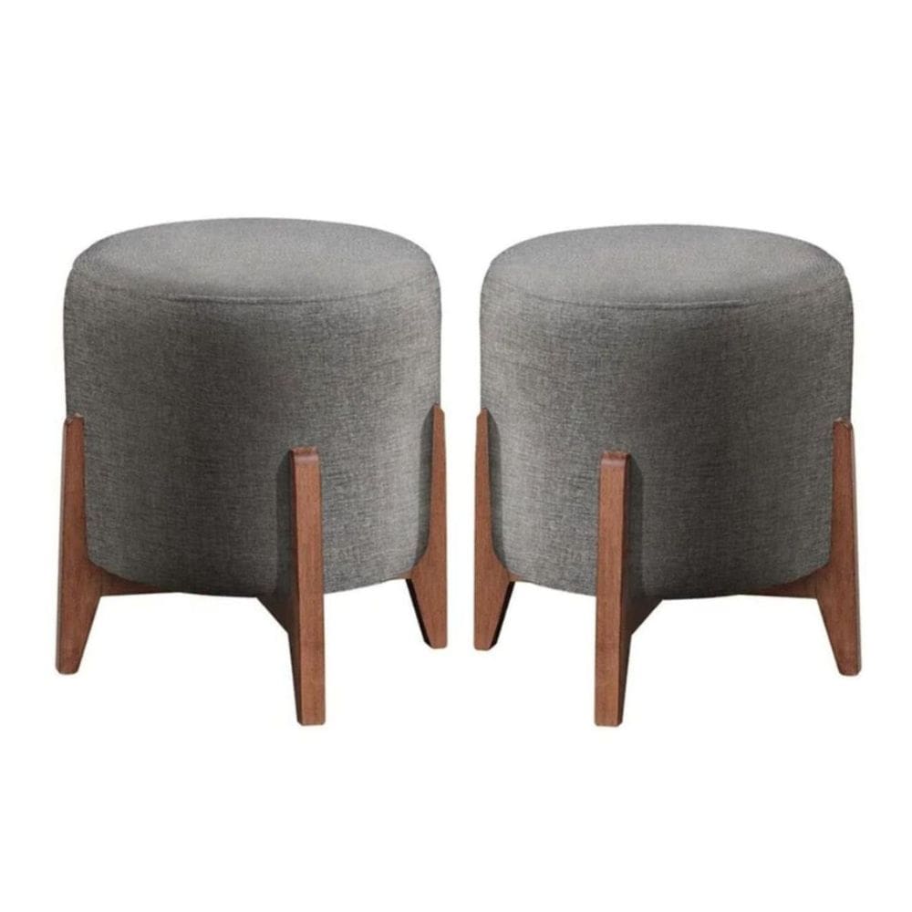 Kit 2 puff Decorativo para Sala Redondo Luxo Selena Suede