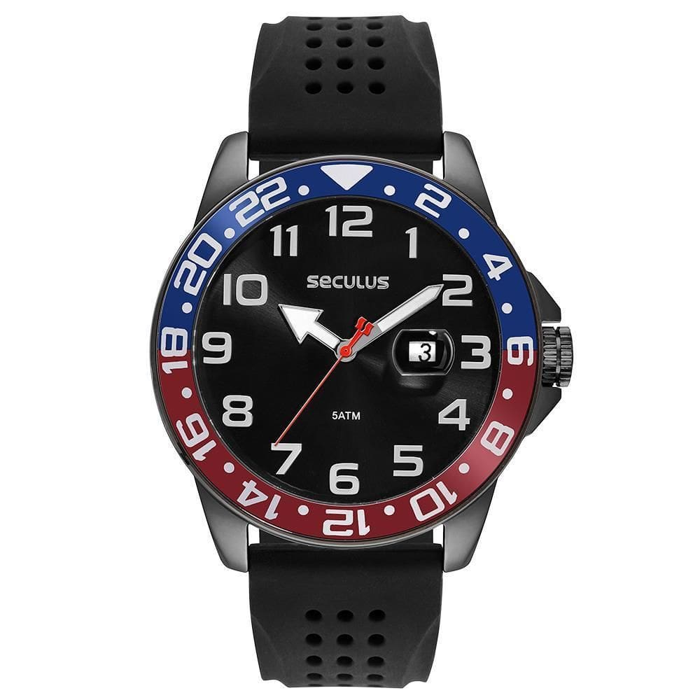 Relógio Seculus Masculino 44168Gpsvpu2 Esportivo Black