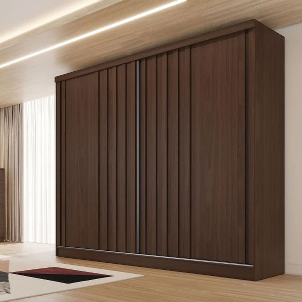 Guarda Roupa Solteiro Ripado 2 Portas 4 Gavetas - Galati-Ipê - Made Marcs