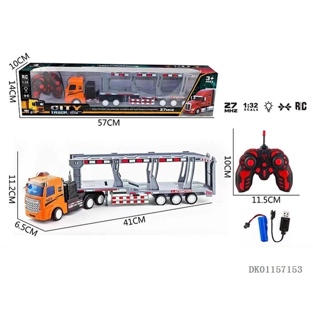 Caminhão Elétrico Carreta Cegonha Laranja c/ Controle Remoto